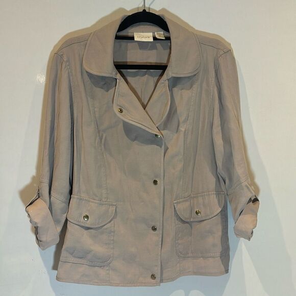 Chicos Tan Light weight jacket size 2 - Picture 1 of 5